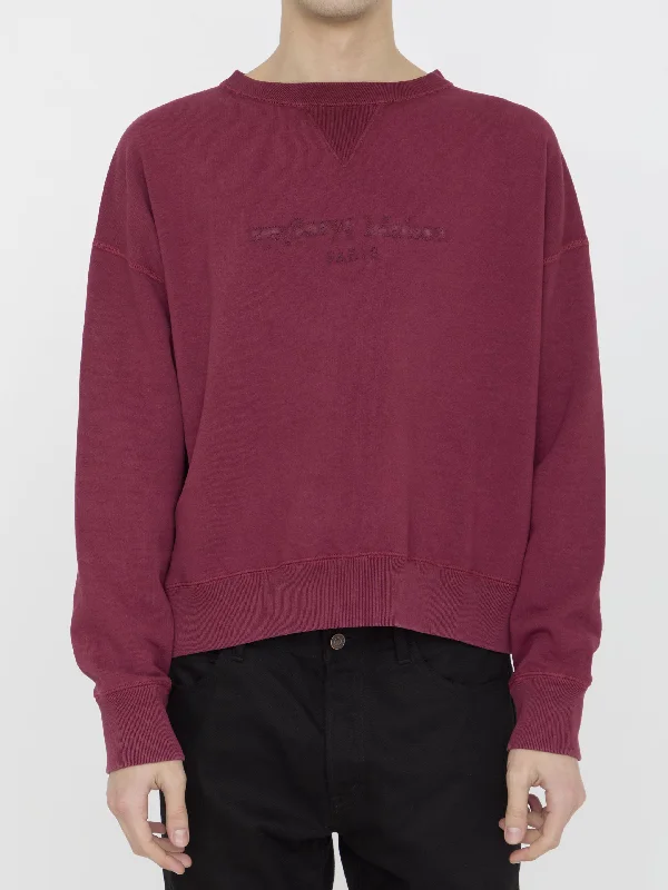 Reverse Logo Sweatshirt Hoodie with Contrast Stitching Detailed Premium