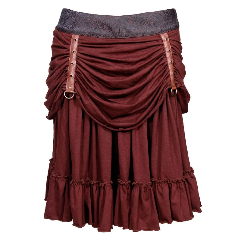 Roseanne Poly Brocade Mid Length Steampunk Skirt chiffon skirt airy