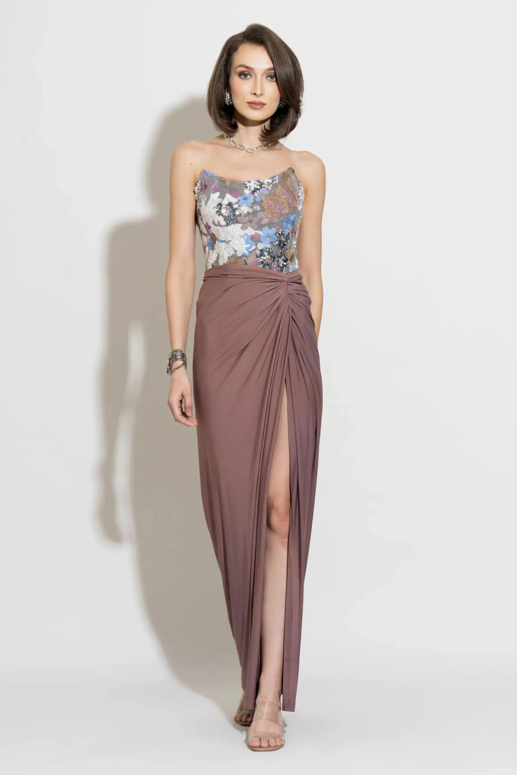 LAYLA Draped Skirt leather skirt refined