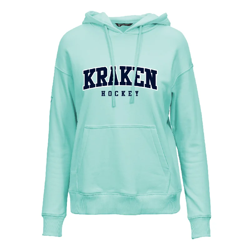 Seattle Kraken Womens Ice Blue Adorn Wordmark Hoodie Hoodie with Button Placket Classic Preppy Seattle Kraken Womens Ice Blue Adorn Wordmark Hoodie Hoodie with Button Placket Classic Preppy