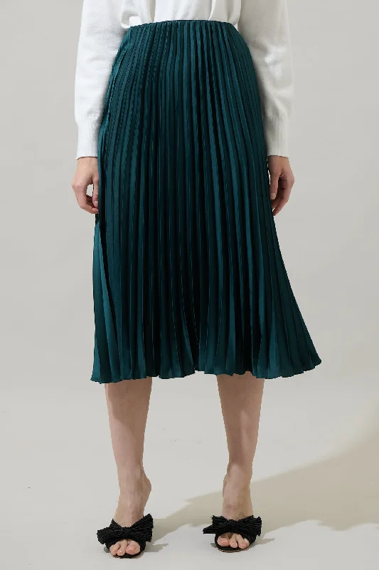 Sidney Pleated Maxi Skirt denim skirt stylish