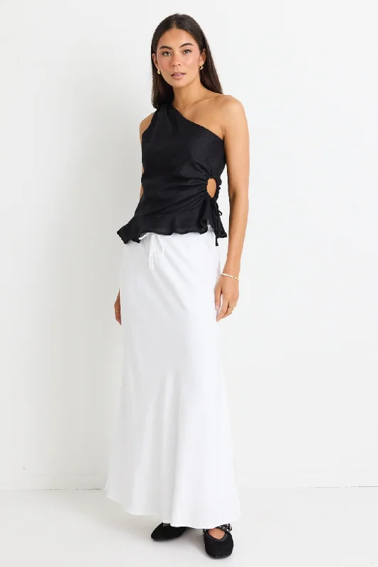 Summit White Tie Waist Bias Maxi Skirt denim skirt durable
