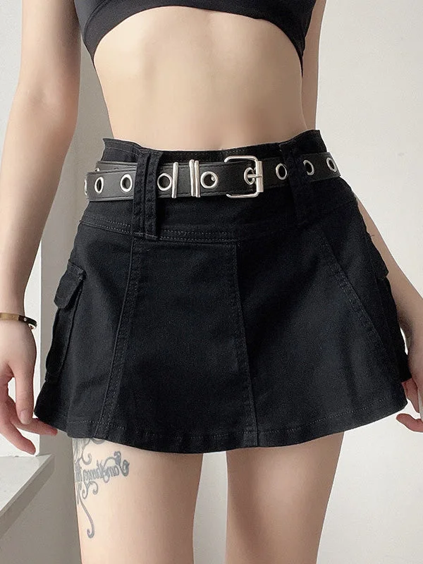 Linen Waist Graceful Dart Mini Skirt denim skirt classic