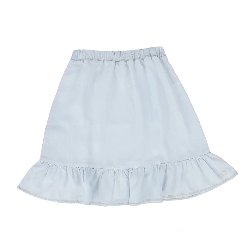 TOCOTO VINTAGE BLUE RUFFLE SKIRT wool skirt breathable