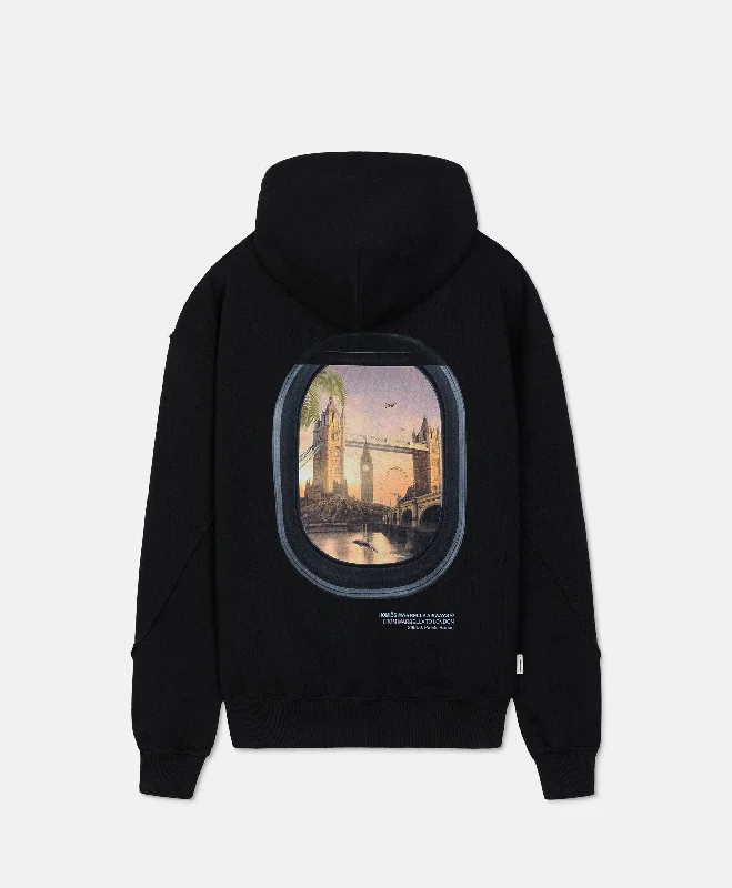 VIDEOGAME HOODIE LONDON BLACK Hoodie with Toggle Buttons Decorative Unique