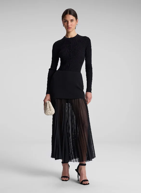 Willa Pleated Maxi Skirt leather skirt bold