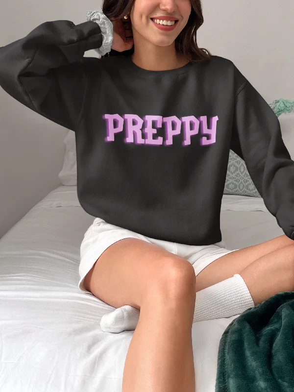 Women Black Sweatshirt Preppy Hoodie with Gradient Ombre Colorful